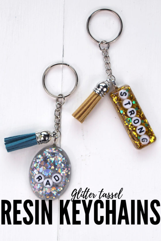 Glitter Resin Keychains with Power Words DIY - Resin Crafts Blog