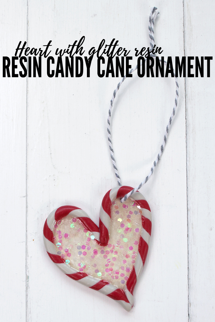 Make a heart shape candy cane using EasySculpt resin, then filled with glitter EasyCast resin, reminiscent of a snow globe or stained glass for the perfect ornament. 
#resincraftblog #doodlecraft via @resincraftsblog