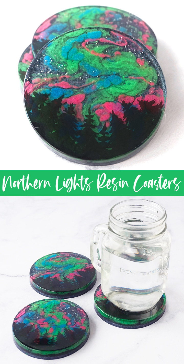 Northern Lights Resin Coasters via @resincraftsblog