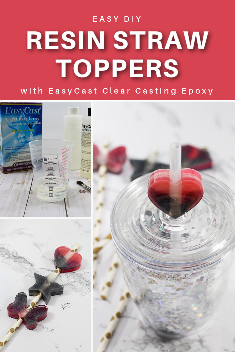 Learn to make these cute DIY Resin Straw Toppers with EasyCast Clear Casting Epoxy.  These marbled resin straw toppers are so easy to make, and are a great beginner resin crafting project. They're also a great way to use up leftover resin. Get the step-by-step tutorial in this post. via @resincraftsblog