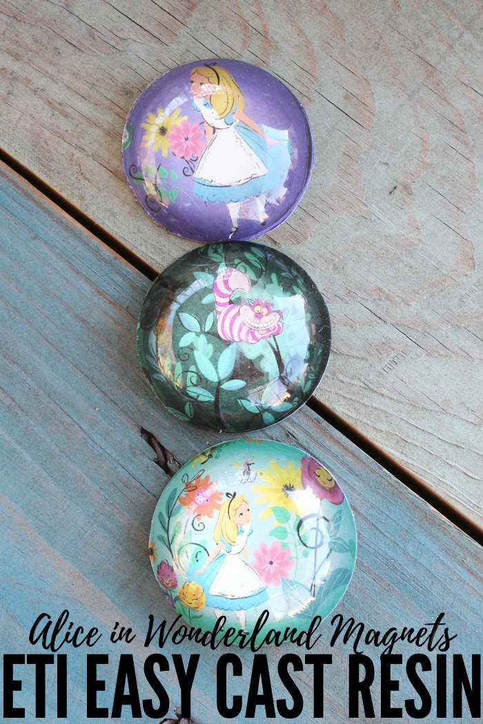 Learn how to make Alice in Wonderland Magnets made with EasyCast. These darling Alice in Wonderland magnets made with EasyCast are a great resin craft for beginners. The dome magnifies the image! via @resincraftsblog
