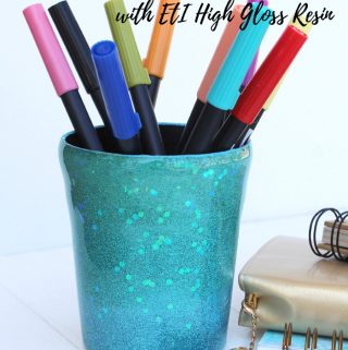 make a resin glitter tumbler pencil holder diy with ETI pin