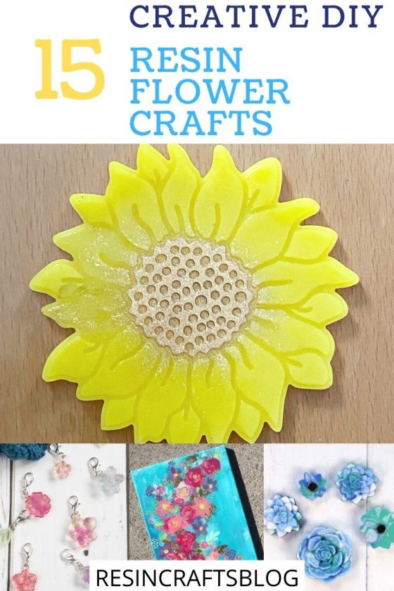 diy resin flower crafts pin collage with text overlay