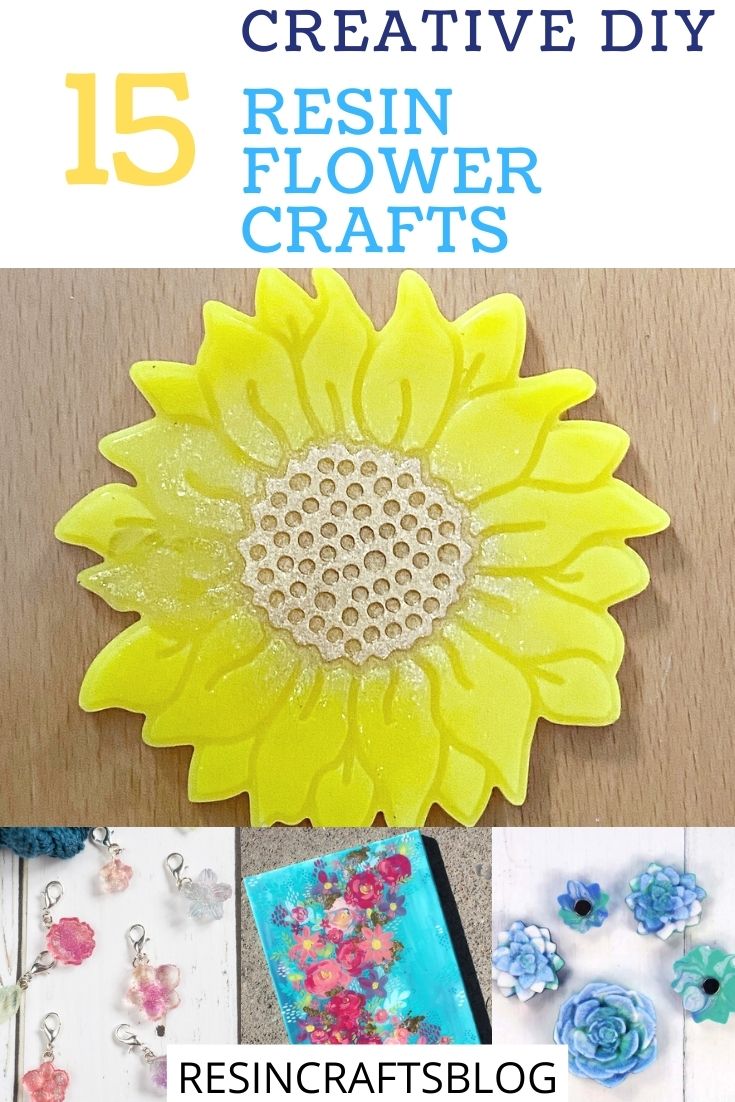 Get inspired to make your own DIY resin flower crafts with these fun and creative ideas. There are coasters, keychains,  pendants and more! #resincraftsblog #diyresinflowers via @resincraftsblog