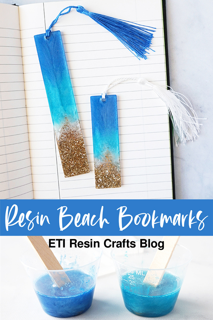 Save a spot in your favorite books with beach bookmarks inspired by the sand and sea made with colorful EasyCast resin! #MadewithETI #resincraftsblogbyeti via @resincraftsblog