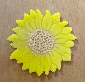 diy resin sunflower craft on wood table