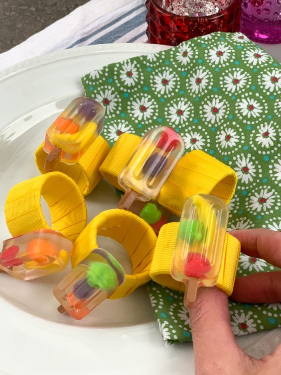 Make the cutest summer popsicle napkin rings with EasyCast resin and Runts candies!