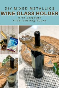 Make a DIY wine glass holder with EasyCast resin! This mixed metallics resin project is gorgeous and makes a great gift, too!