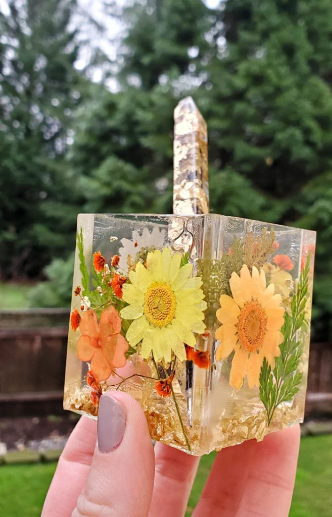 dried flower resin cup