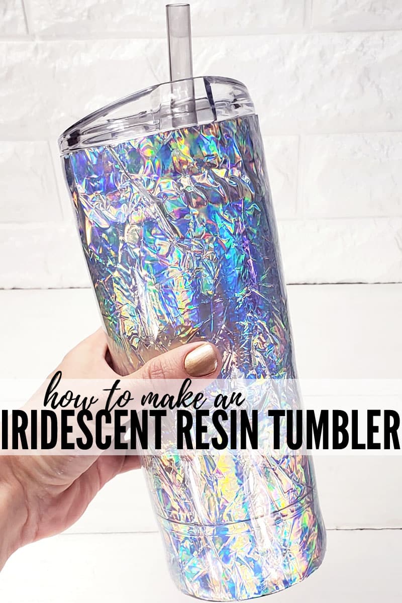 Make the coolest iridescent resin tumbler in just a few minutes, plus drying time. The iridescent finish sparkles, but it's super smooth! #resincraftsbyeti #resincraftsblog #doodlecraft via @resincraftsblog