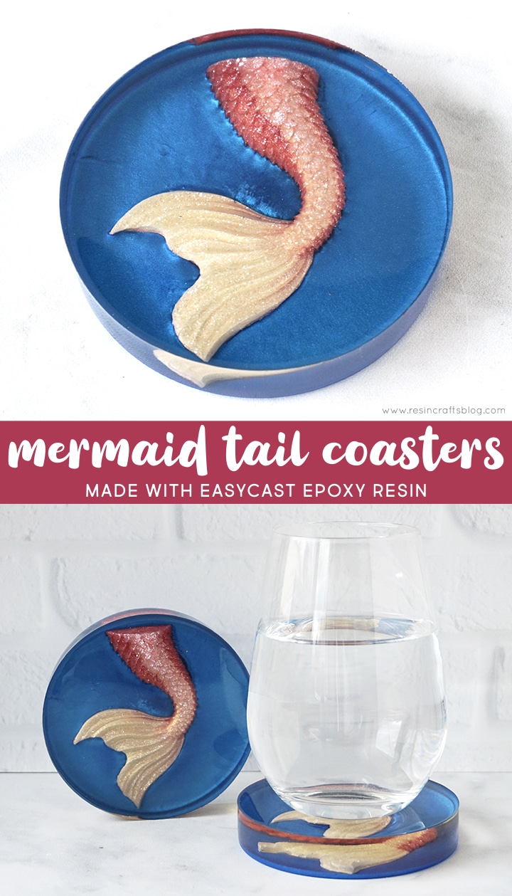 Resin Mermaid Tail Coasters made with EasyCast Epoxy