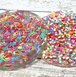 Easy to make resin coasters with sprinkles