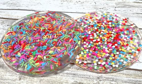 Sprinkles Resin Coasters DIY