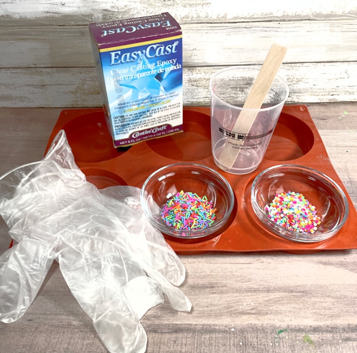 Supplies Needed to Make Resin Coasters DIY with Sprinkles