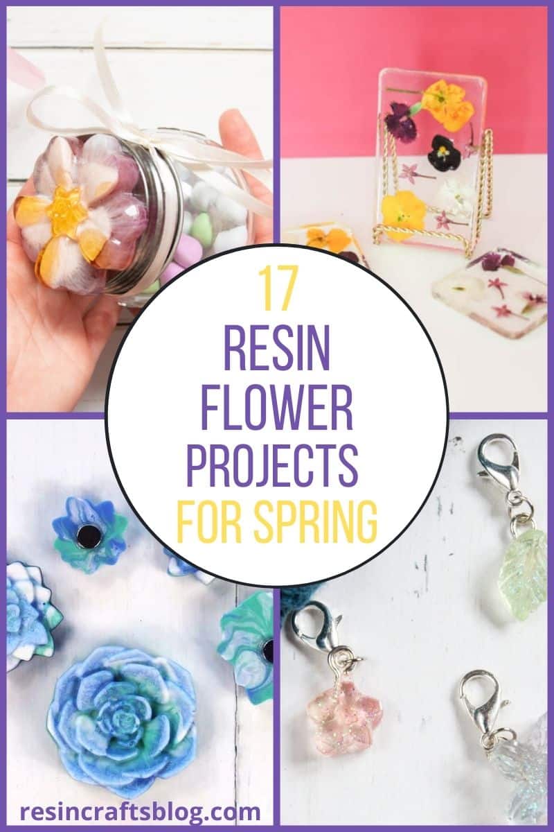 resin flower crafts pin collage with text