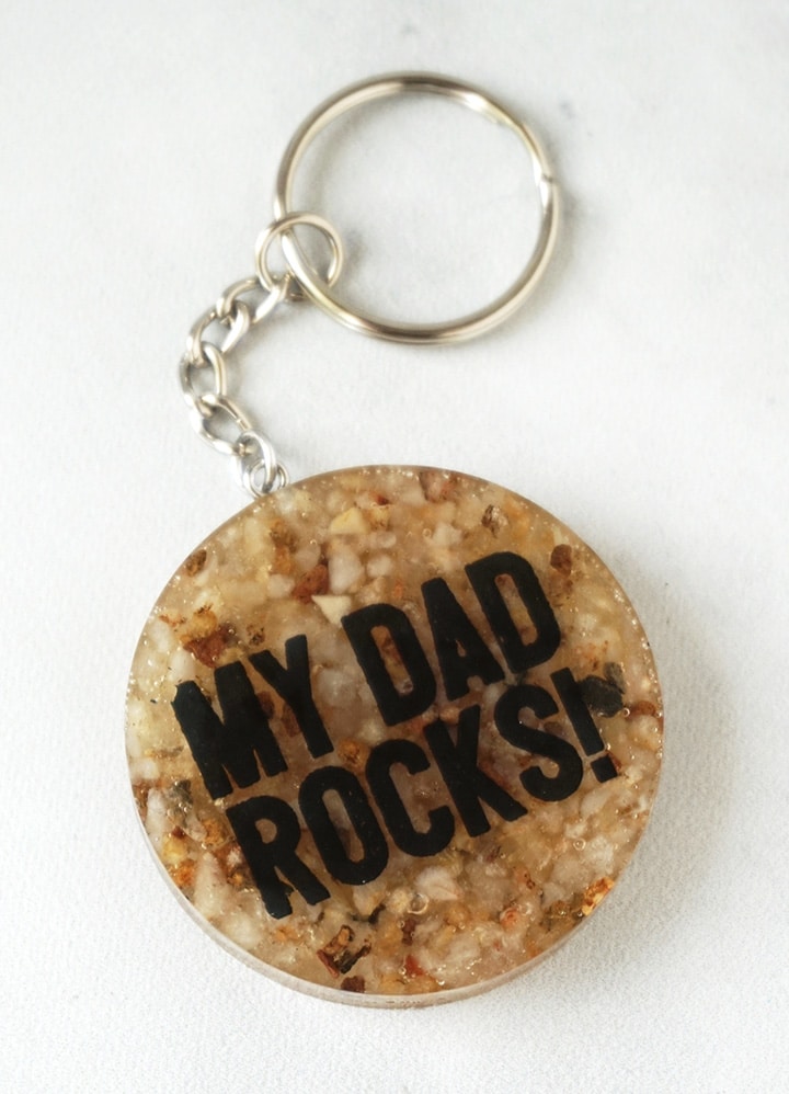 Dad Rocks Father's Day Keychain