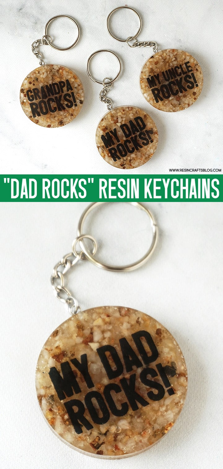 "Dad Rocks" Resin Keychains via @resincraftsblog