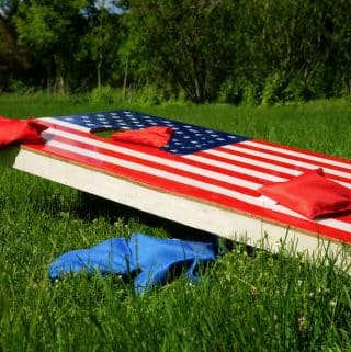 American flag custom cornhole board