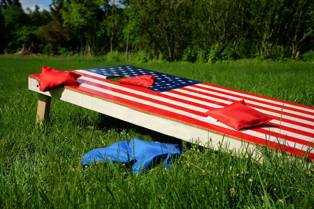 American flag custom cornhole board