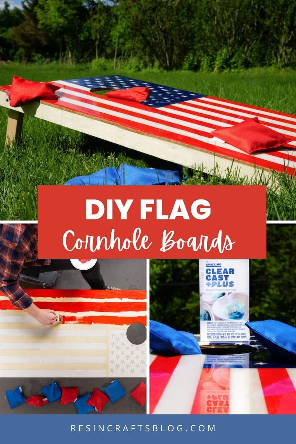 How to make flag Cornhole Boards via @resincraftsblog