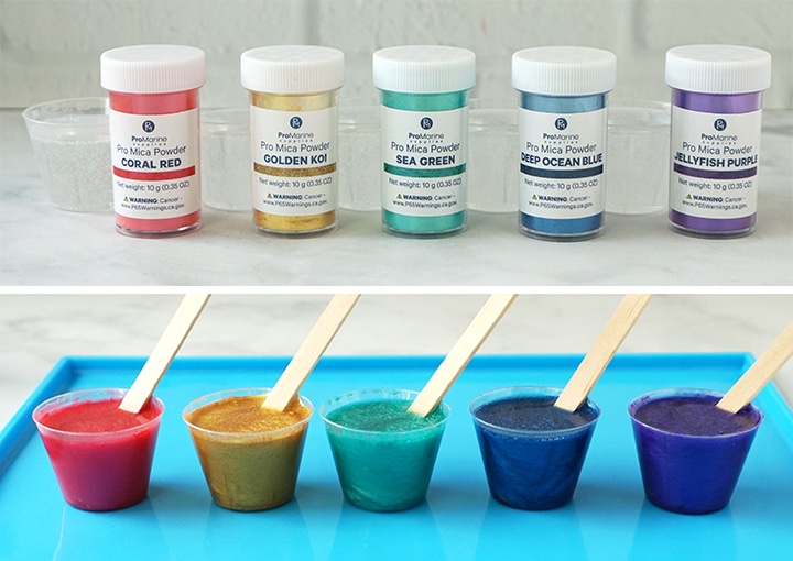 Resin Cups mixed with ProMarine Mica Powders