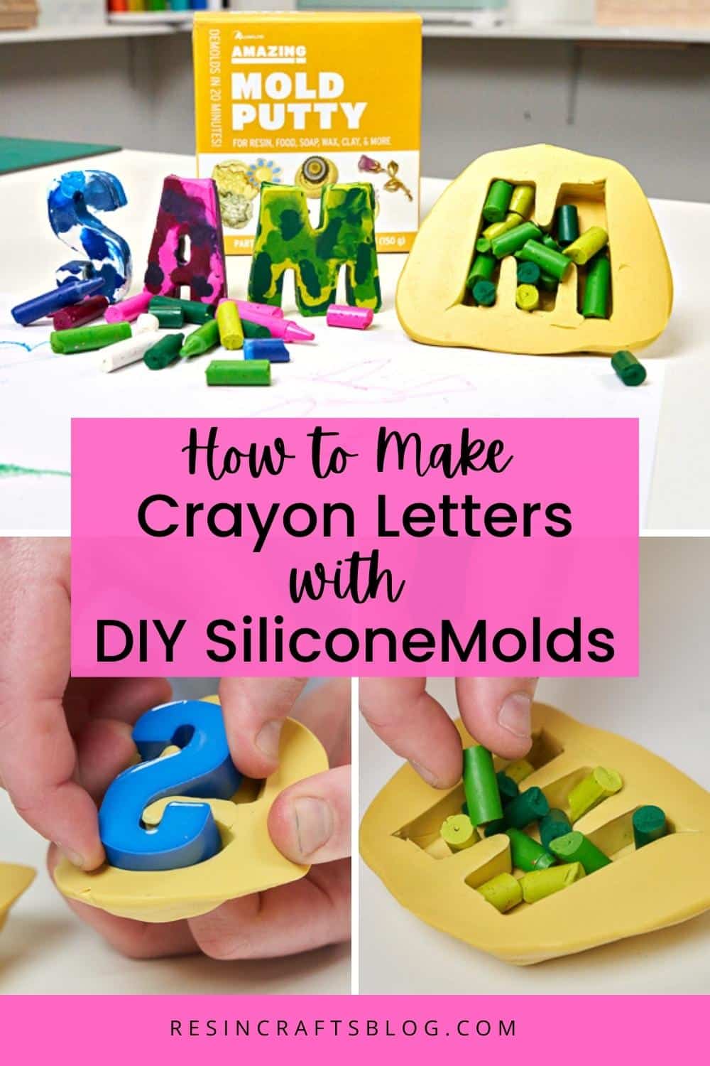 How to make name crayons with a DIY silicone mold. via @resincraftsblog