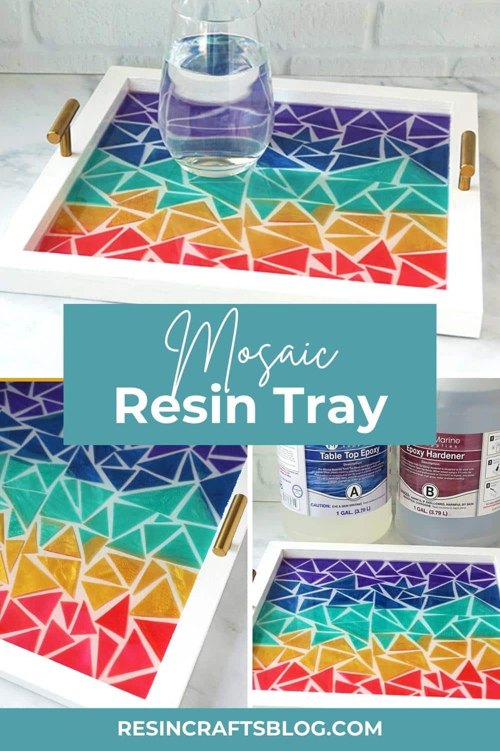 How to make a mosaic resin tray with leftover resin pieces. via @resincraftsblog