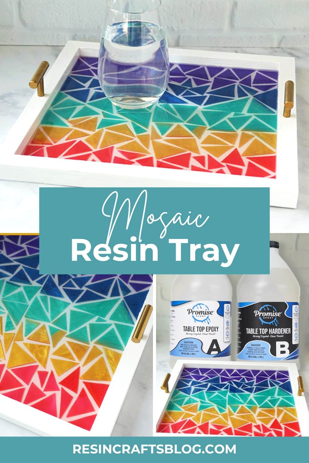 How to make a mosaic resin tray with leftover resin pieces. via @resincraftsblog