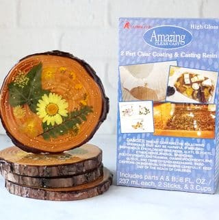 Wood Slice Flower Coasters