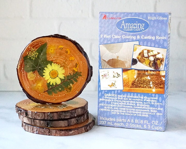 Resin Wood Slice Dried Flower Coasters