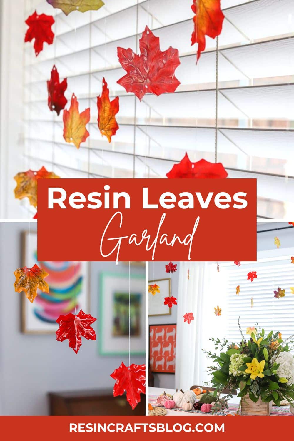 Create a beautiful resin leaves wall hanging using Pro Marine Table Top Epoxy and either real or faux leaves! via @resincraftsblog