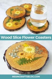 epoxy resin wood slice flower coasters