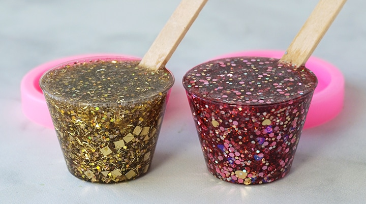 Glitter Resin in Mixing Cups