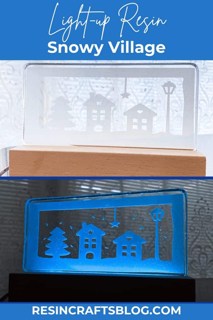 Create a custom Christmas scene with Promise Epoxy and stencil sheets, illuminated by a light up wooden base! #resincrafts #christmascrafts via @resincraftsblog