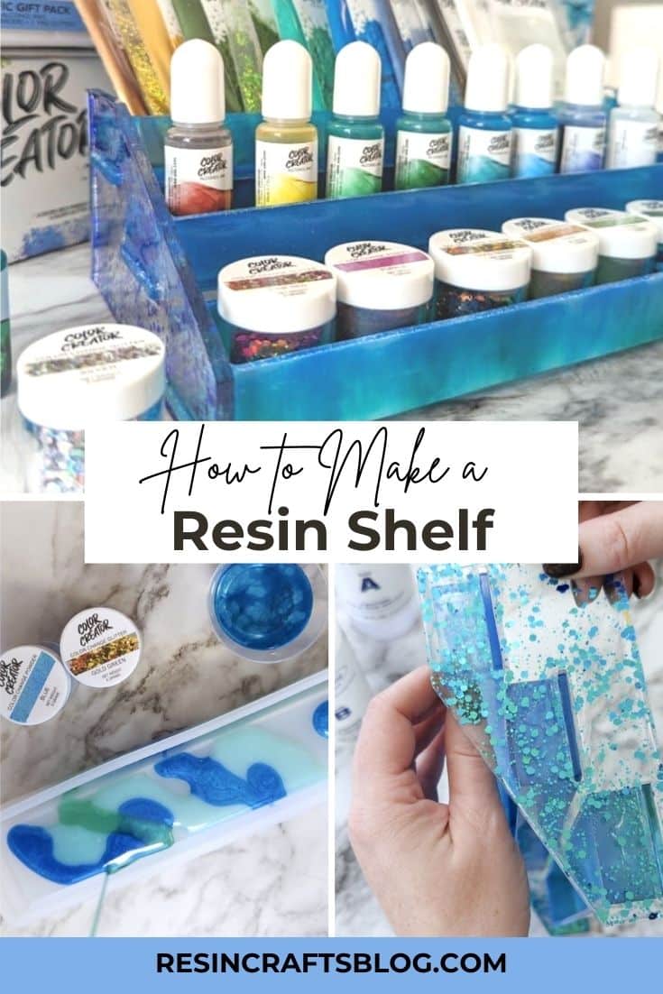 Learn how to use Color Creator mica powder and alcohol ink with resin and a silicone mold to create storage shelve to be proud of! via @resincraftsblog