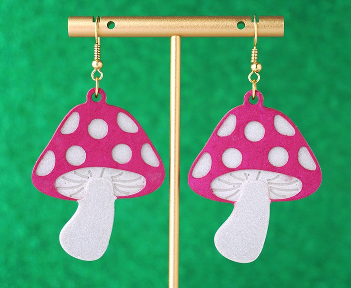 epoxy resin mushroom earrings