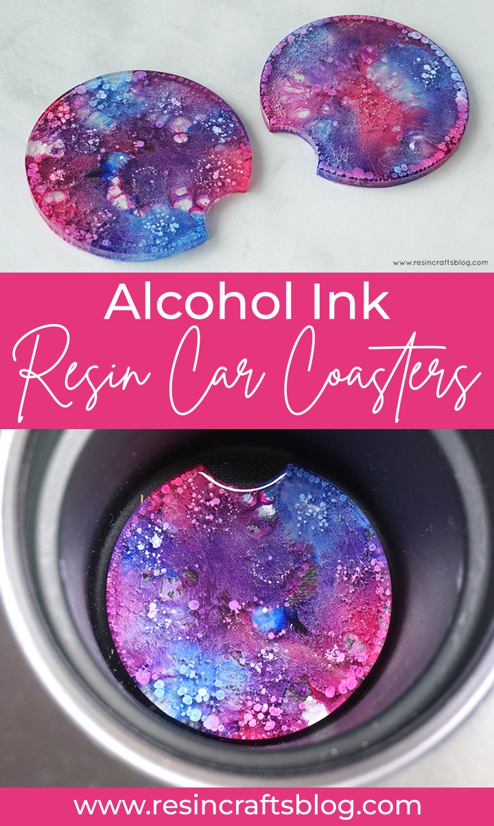 Alcohol Ink and Resin Petri Dish Car Coasters via @resincraftsblog