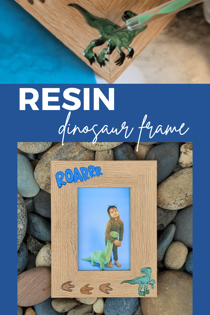 This is a fun way to turn a store-bought frame into a custom resin dinosaur frame. The frame is laser engraved and then filled with colored resin. via @resincraftsblog