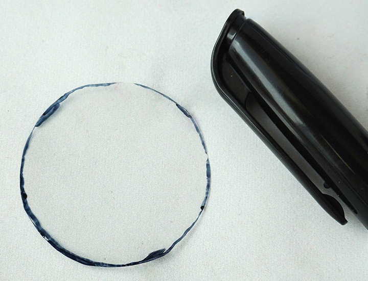 Marker with traced circle on transparency film