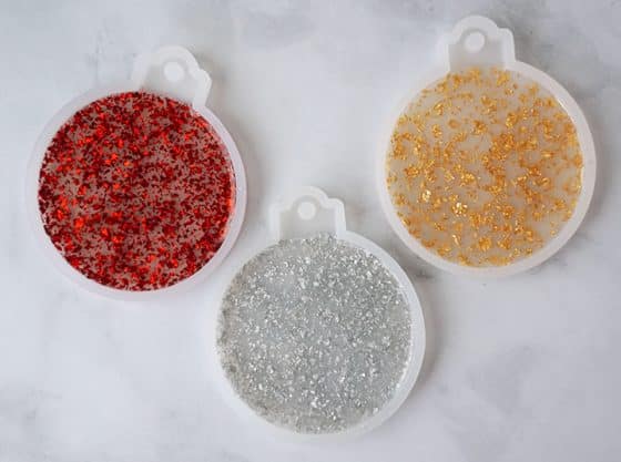 UV resin ornaments with different foil colors