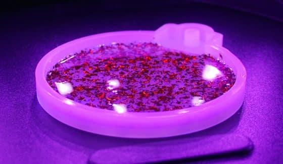 resin ornament curing under UV light